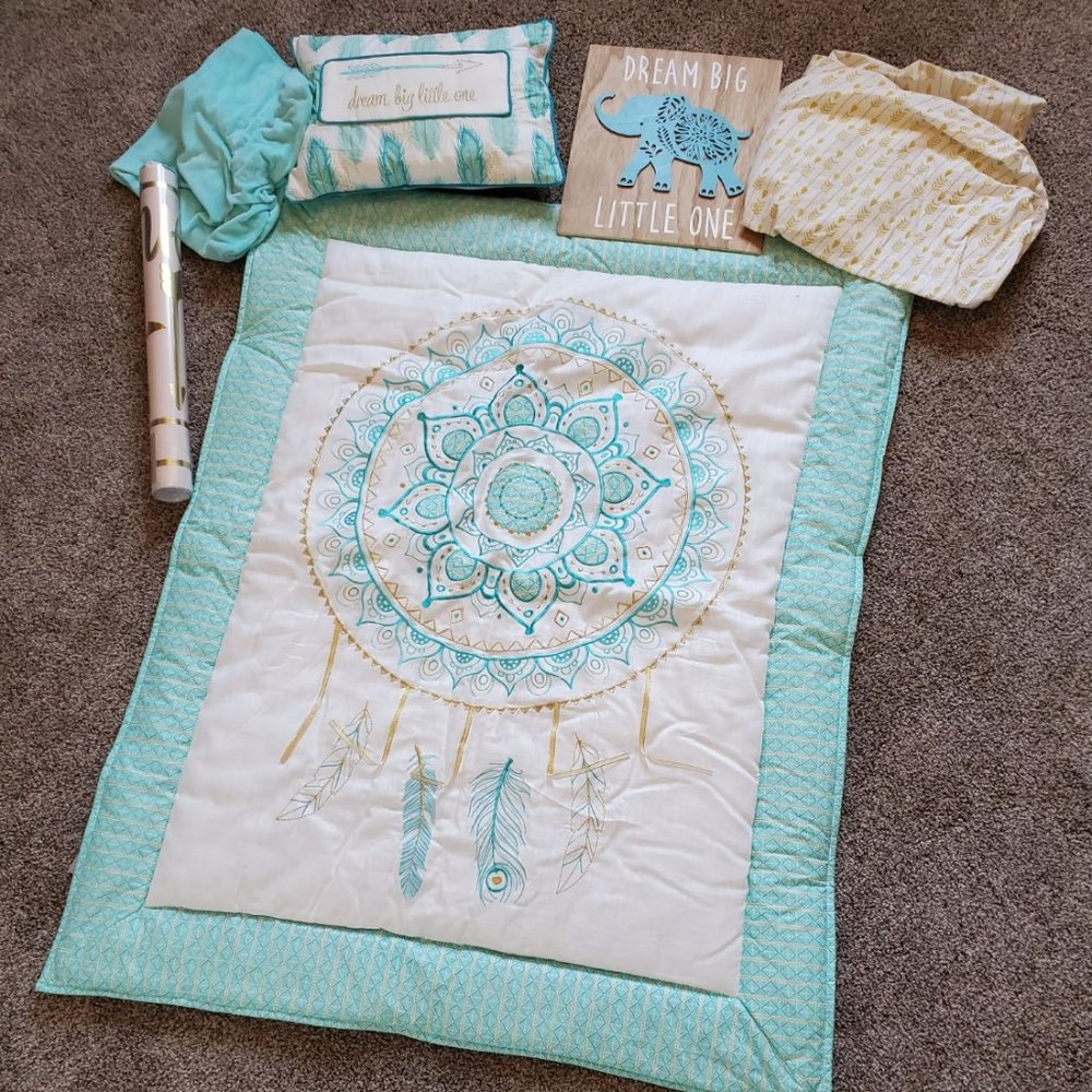 LITTLE FEATHER BEDDING SET - AQUA LEVTEX BABY